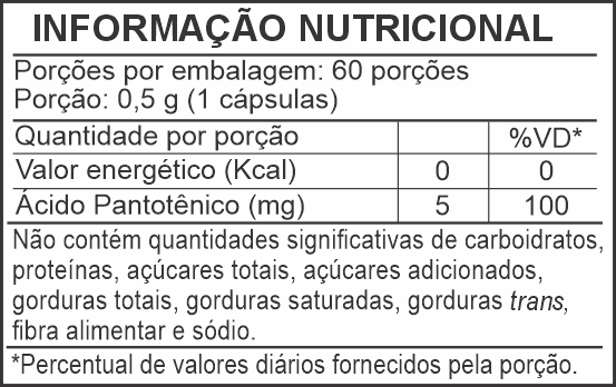 Informação Nutricional - VITAMINA B5
